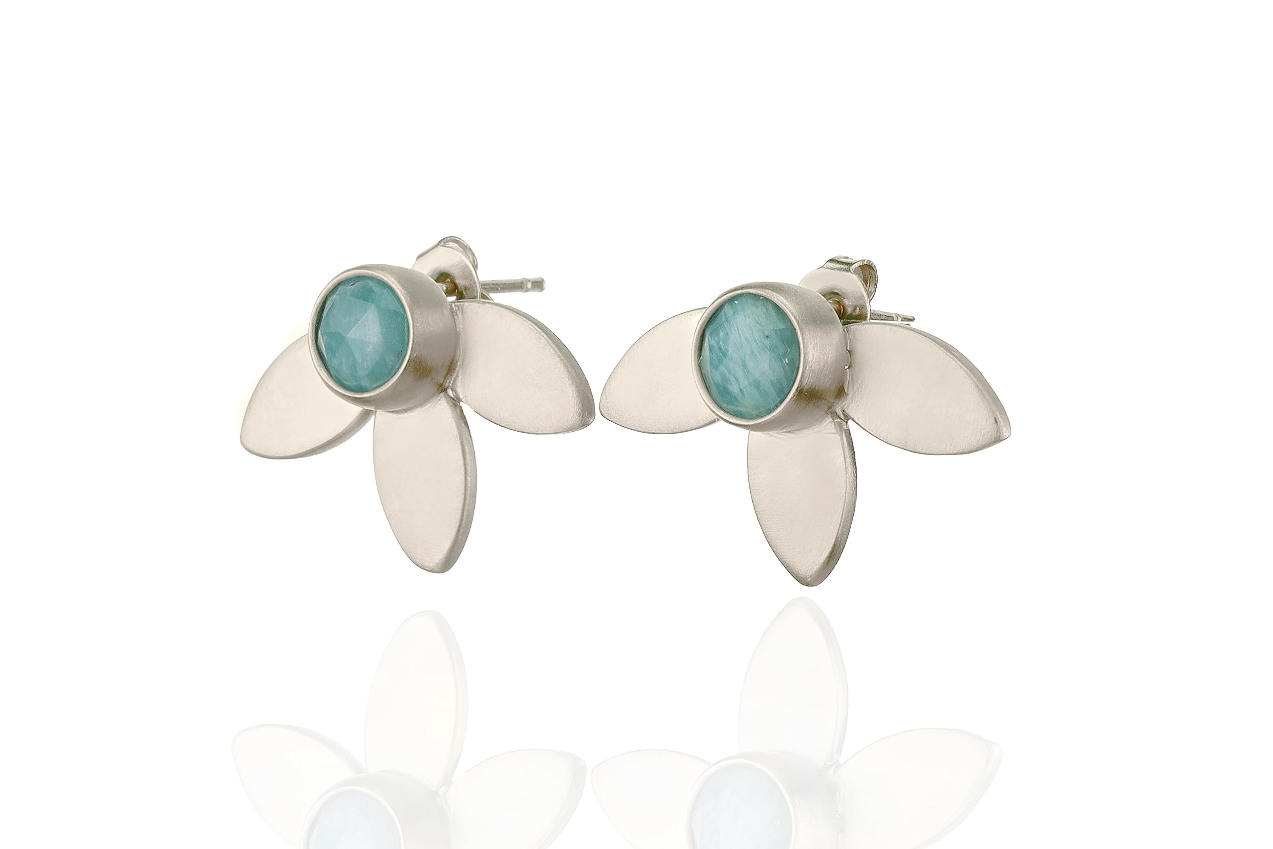 Handmade Gold Amazonite Stud Earrings for Women - Delicate Marquise Leaf Design with Natural Gemstone | Elegant Jewelry Gift for Birthday, Anniversary & Special Occasions