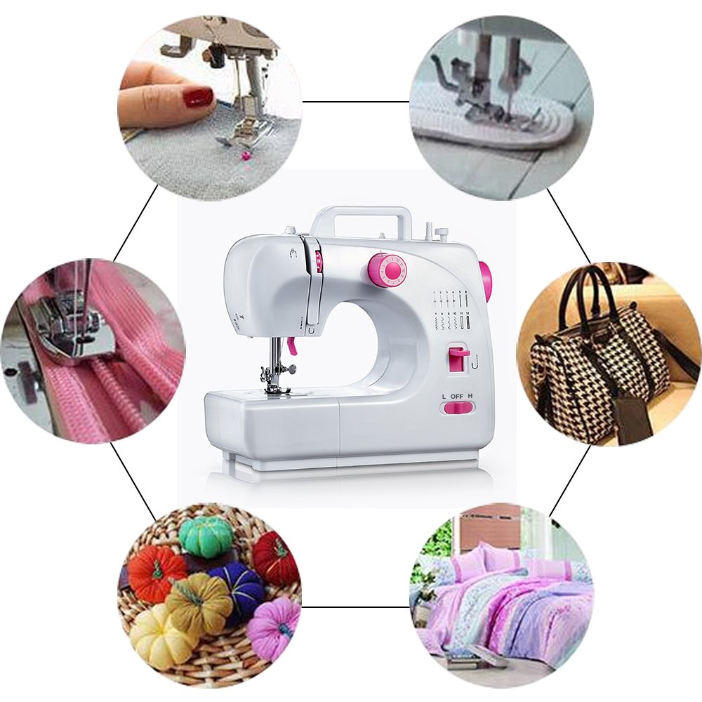 16-Stitch Portable Electric Sewing Machine - Adjustable 2 Speed, Double Threads with Needles & Foot Pedal - Perfect for Beginners, Women & Girls - Ideal for DIY Crafts, Mending Clothes, Home Decor & Fashion Projects