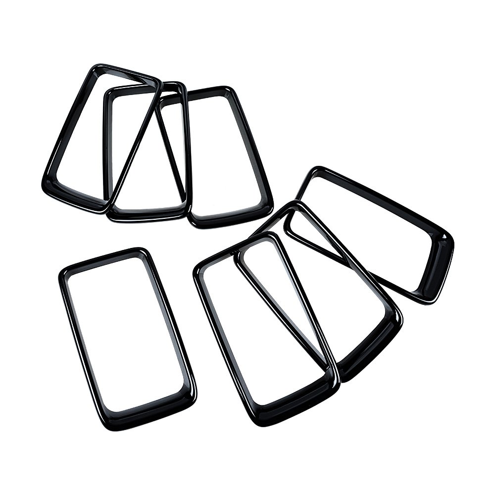 2014-2016 Jeep Grand Cherokee Grille Cover Inserts Kit - 7pc Glossy Black Replacement Grille | Perfect for Off-Roading & Car Customization