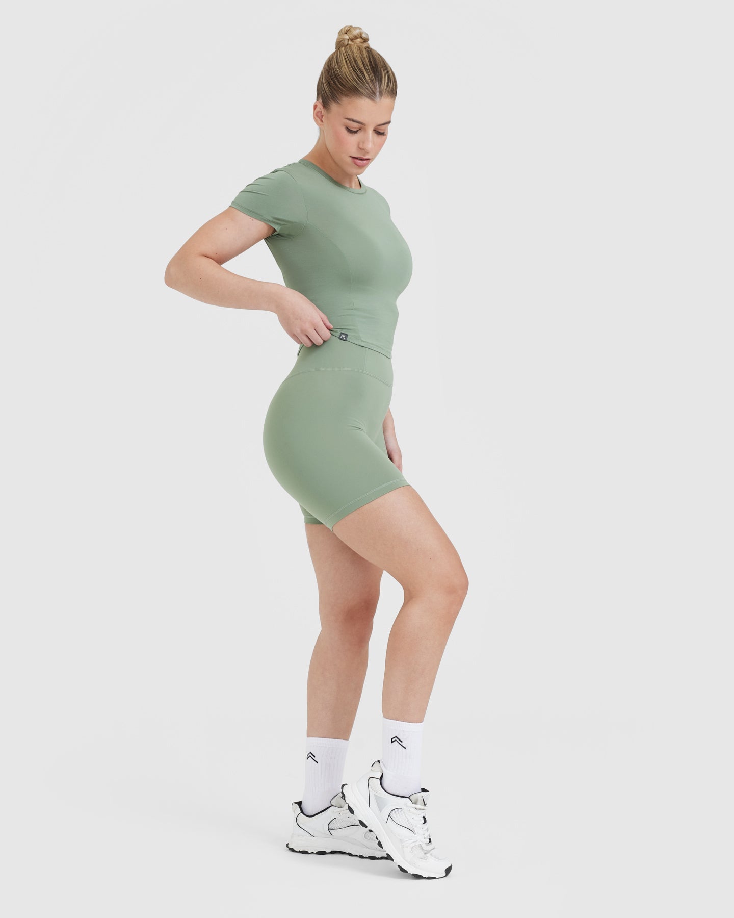 Mellow™ Soft Mid Short Sleeve T-Shirt for Women | Comfortable Sage Green Casual Tee | Perfect for Everyday Wear, Weekend Outings & Layering