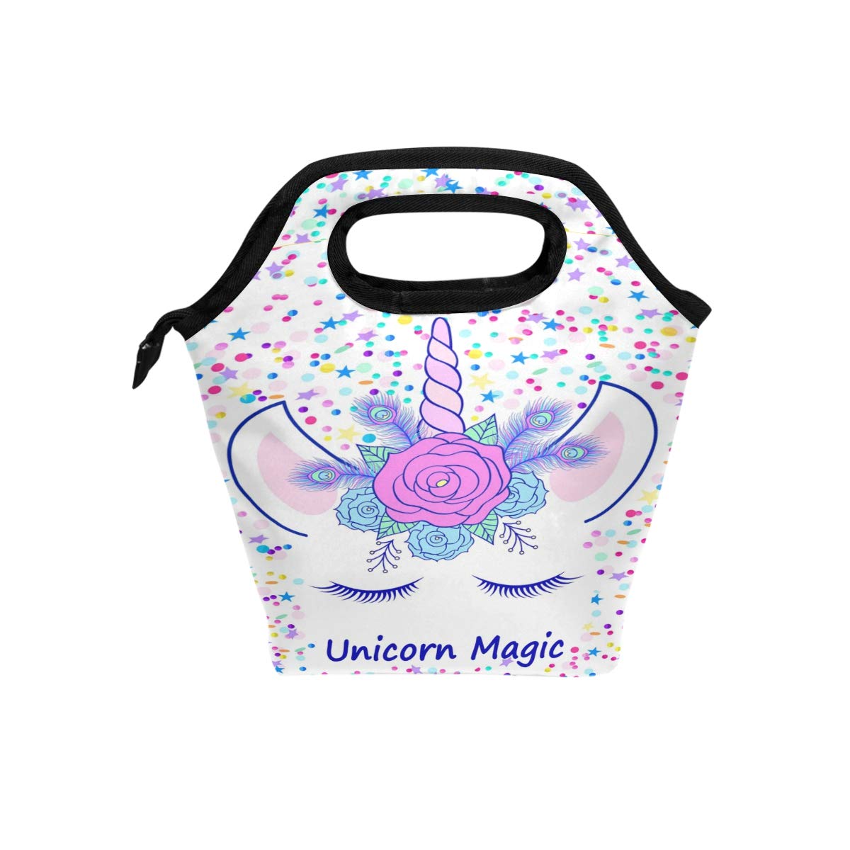 Unicorn Lunch Box for Girls - Insulated Waterproof Cooler Tote Bag with Zipper, Pink Floral Tiara Design for School, Office, Travel & Picnic | Perfect for Lunch Storage, Outdoor Activities & Daily Use