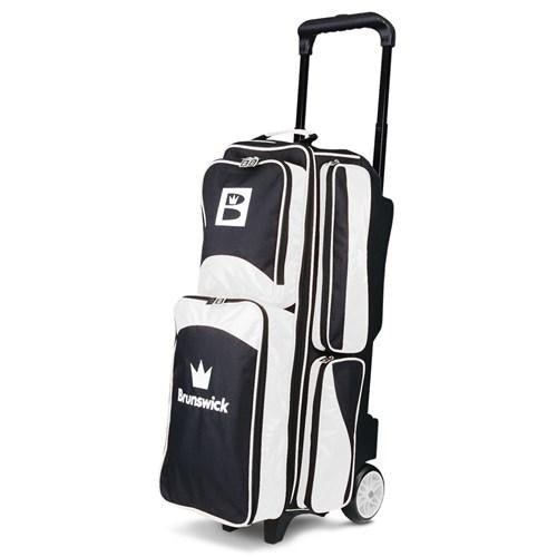 Brunswick Edge Triple Roller Bowling Bag - White & Black for Men & Women - Perfect for League Play, Tournaments & Practice Sessions