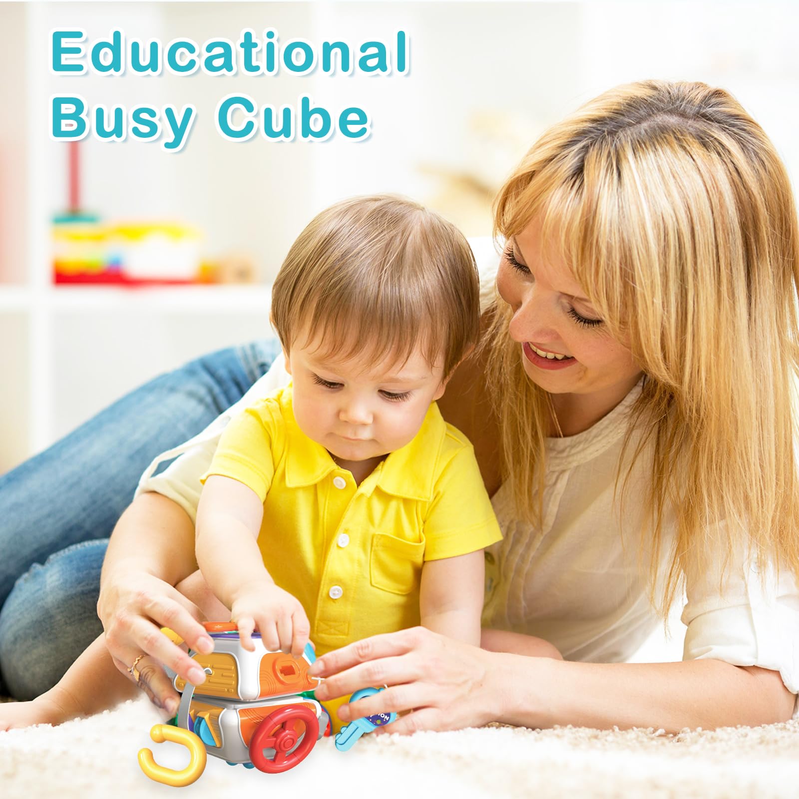 Montessori Sensory Busy Cube Toy for Toddlers 1-3 Years Old - 10-in-1 Educational Activity Cube with Fine Motor Skills Development - Perfect Travel Toy & First Birthday Gift for Baby Boys & Girls - Ideal for Airplane, Car Rides & Quiet Playtime at Home