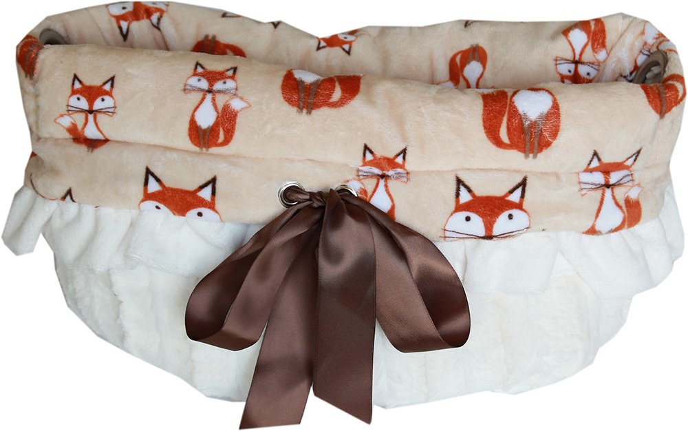 Snuggle Bug Reversible Dog Carrier & Pet Bed - Soft & Cozy for Small Dogs (Foxy Design) - Perfect for Travel, Home & Outdoor Use