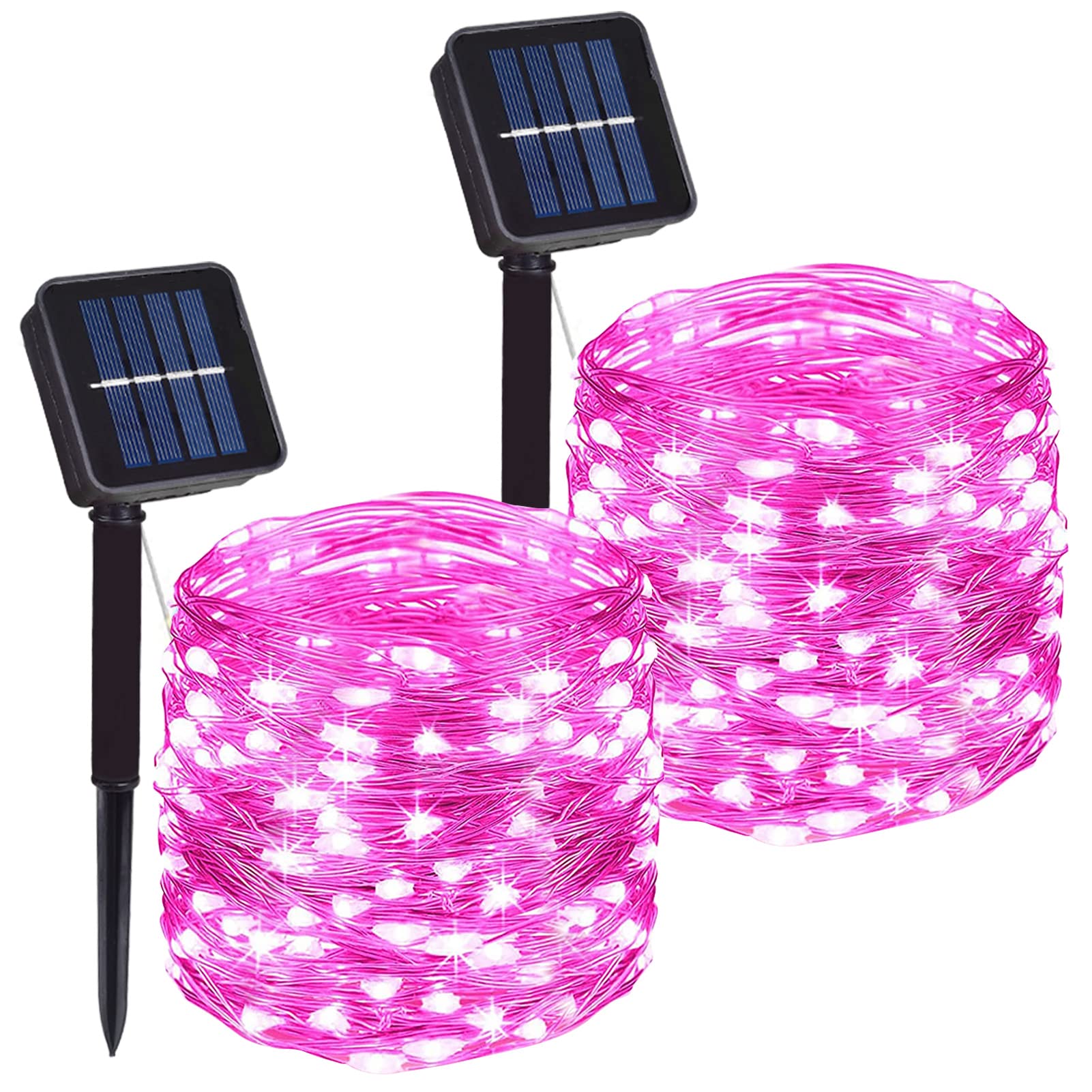 2 Pack 200 LED Solar Powered Copper Wire Fairy Lights - Waterproof Outdoor String Lights with 8 Modes for Garden, Patio, Party, Christmas Decor | Perfect for Valentine's Day, Wedding, Backyard & Home Decoration
