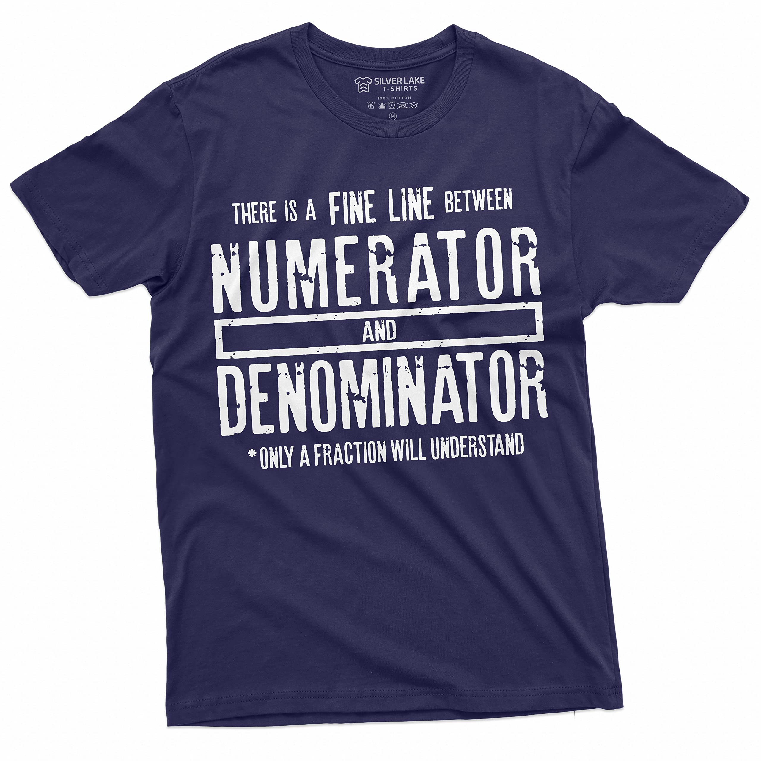 Funny Math Numerator Denominator T-Shirt | Silver Lake Mathematics Teacher & School Geek Tee | Perfect for STEM Class, Nerdy Gifts & Science Lovers