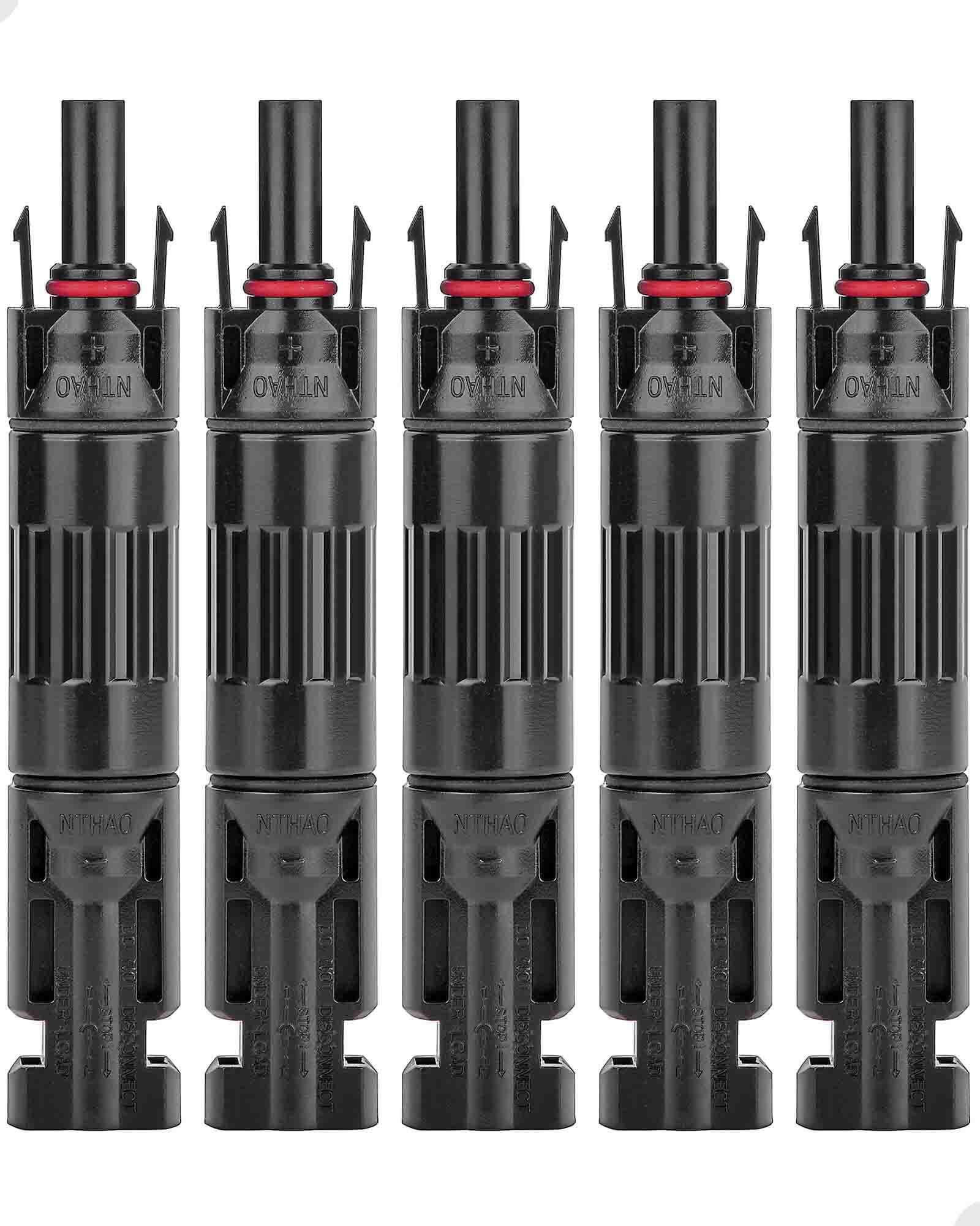 5 PCS PV Solar Panel Connectors - 10A Male/Female with Built-in Diode, Waterproof & Anti-Backflow for Solar Panel Wiring - Perfect for Off-Grid Systems, RV Solar Kits, and Home Solar Installations