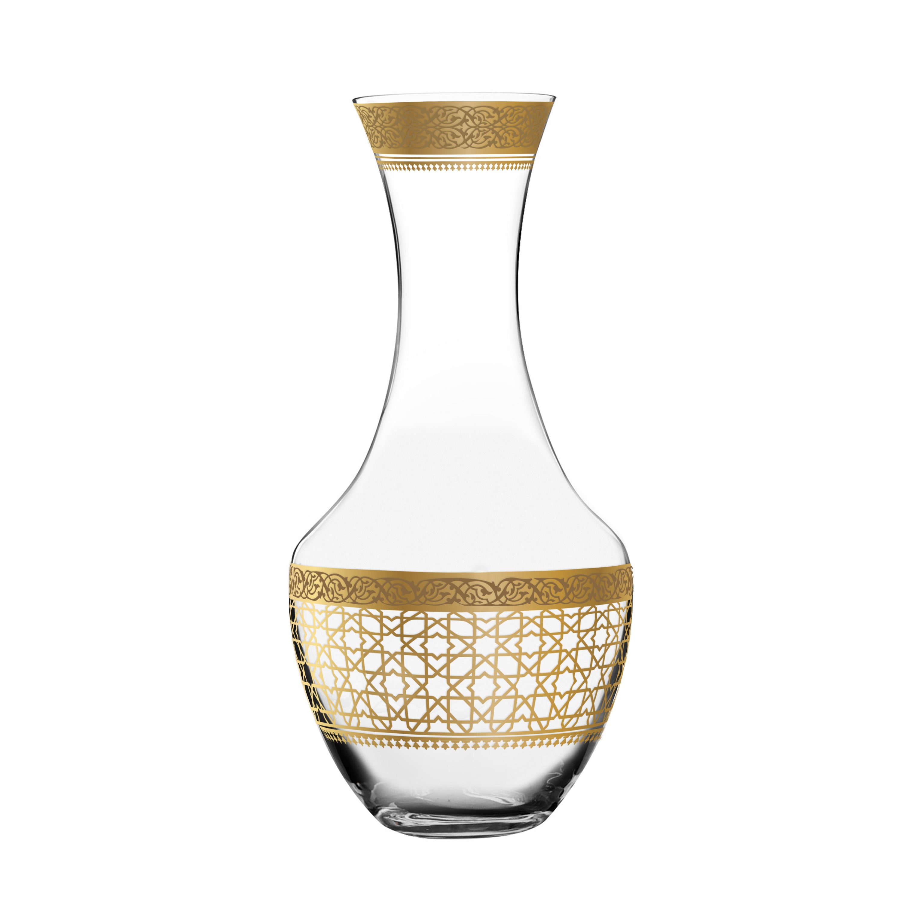 Dimlaj Cordoba Crystal Decanter with Gold Accents - Elegant Glass Liquor Decanter for Whiskey, Bourbon & Scotch - Perfect for Home Bars, Weddings & Gift Giving