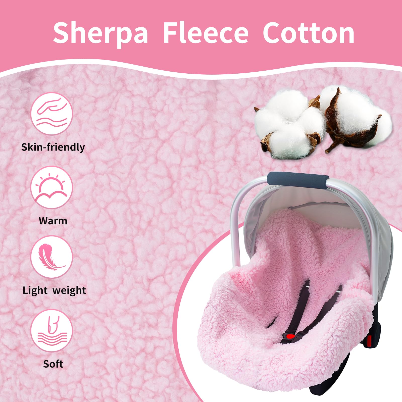 Warm Winter Baby Car Seat Cover - Soft Plush Fleece Liner for Infant Car Seats & Carriers | Cold Weather Protection & Newborn Shower Gift | Perfect for Snowy Days & Winter Travel