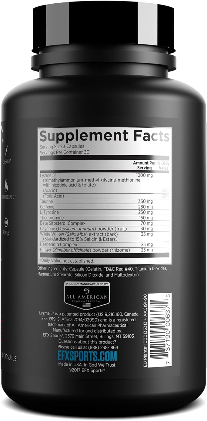 EFX Sports Lean Fix Xtreme Fat Burner & Metabolism Booster - 90 Capsules for Weight Loss, Energy & Appetite Control - Perfect for Gym, Workout & Fitness Routines