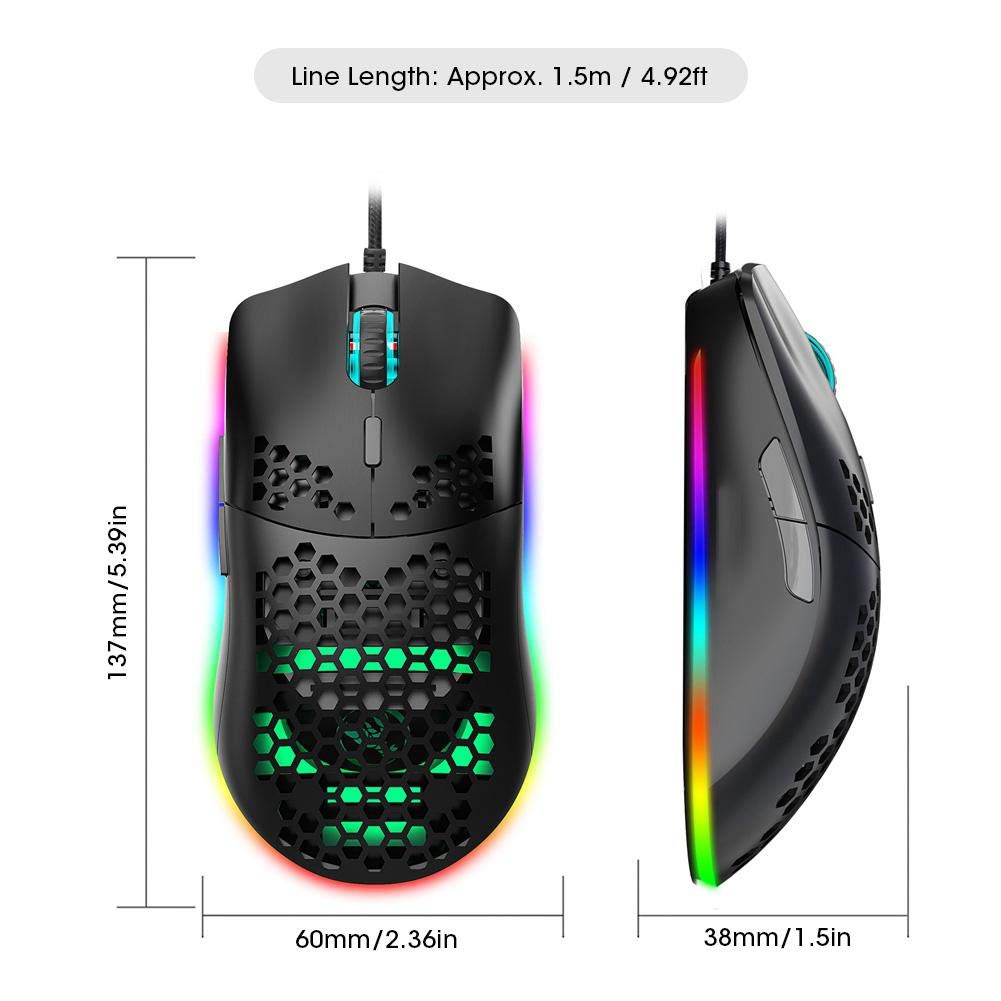 Topiky Wired Gaming Mouse - USB Macro Programmable RGB Mouse with 6 Lighting Modes & 6400 DPI Adjustable Sensitivity | Plug & Play for Windows PC | Perfect for FPS, MOBA & Esports Gaming