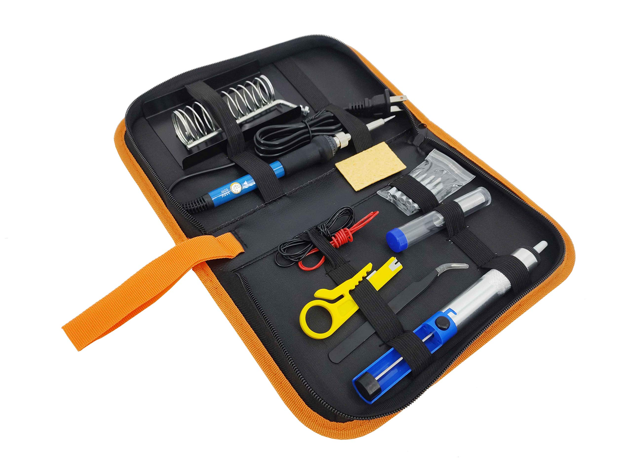 Anbes 60W Adjustable Temperature Soldering Iron Kit with 5 Tips, Desoldering Pump, Stand & Tweezers - Professional Electronics Repair Tool for DIY, Circuit Board, Jewelry Making & Home Projects