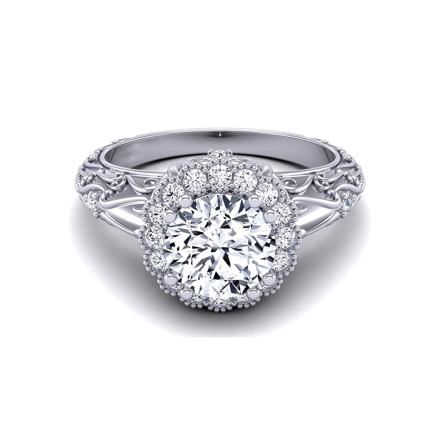 Ayafee 1 Carat Round Cut Moissanite Engagement Ring - 925 Sterling Silver Halo Promise Ring for Women with Free Engraving | Wedding, Proposal, Anniversary Gift Idea