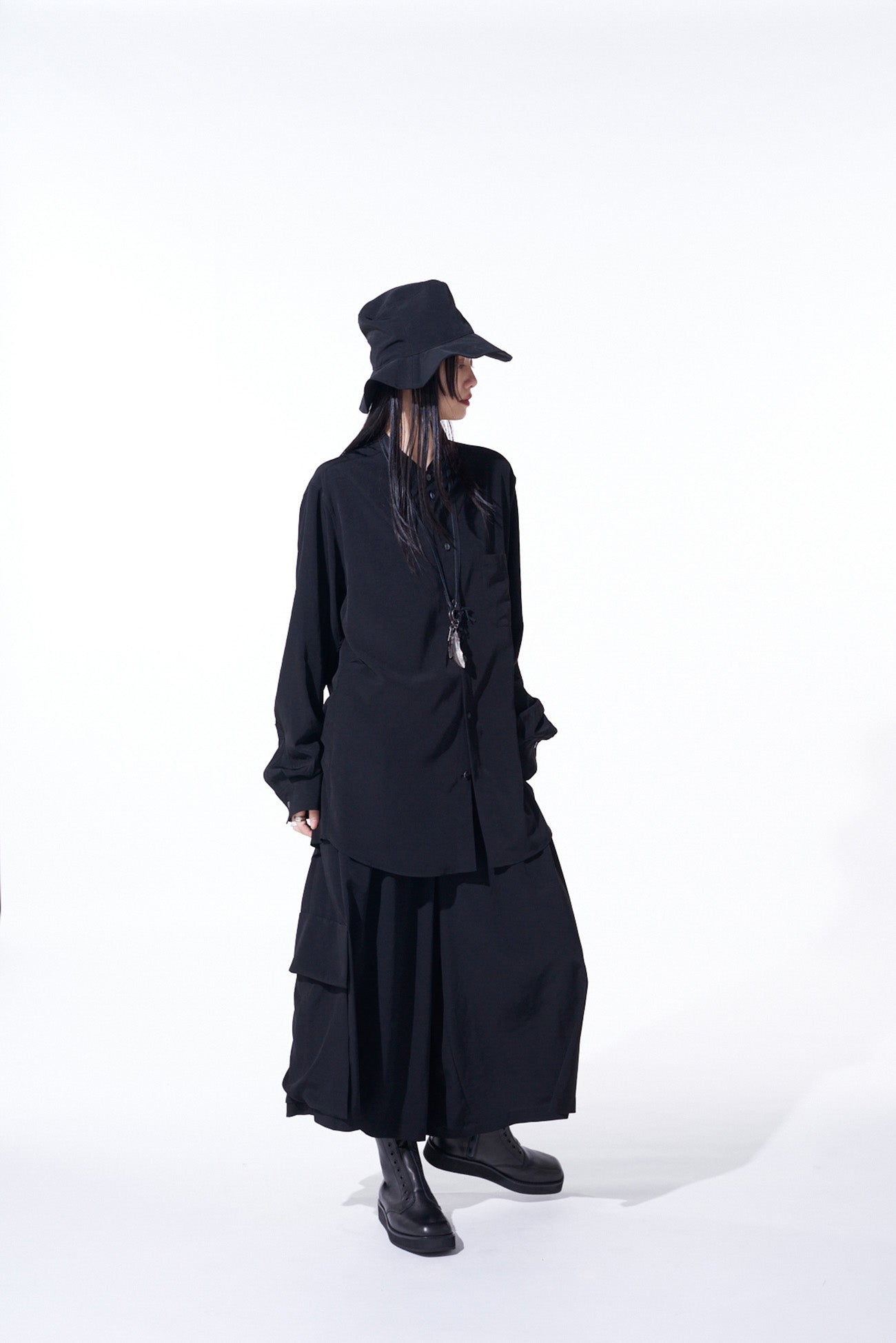 CREPE de CHINE LOOSE FIT STAND COLLAR SHIRT - Women's Elegant Casual Blouse for Office & Weekend Outings