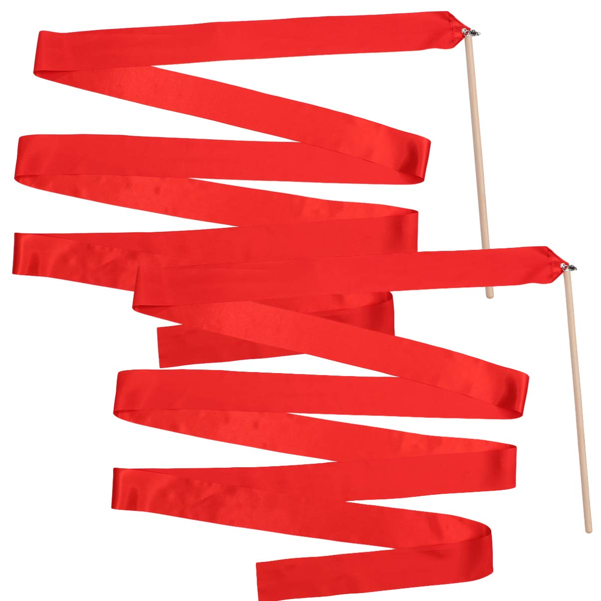 Kisangel Dancing Streamers - 2 Pack Colorful Ribbon Dancer Wands with Sticks for Kids, Ballet, Gymnastics, Cheerleading - Perfect for Dance Performances, Birthday Parties & Outdoor Play