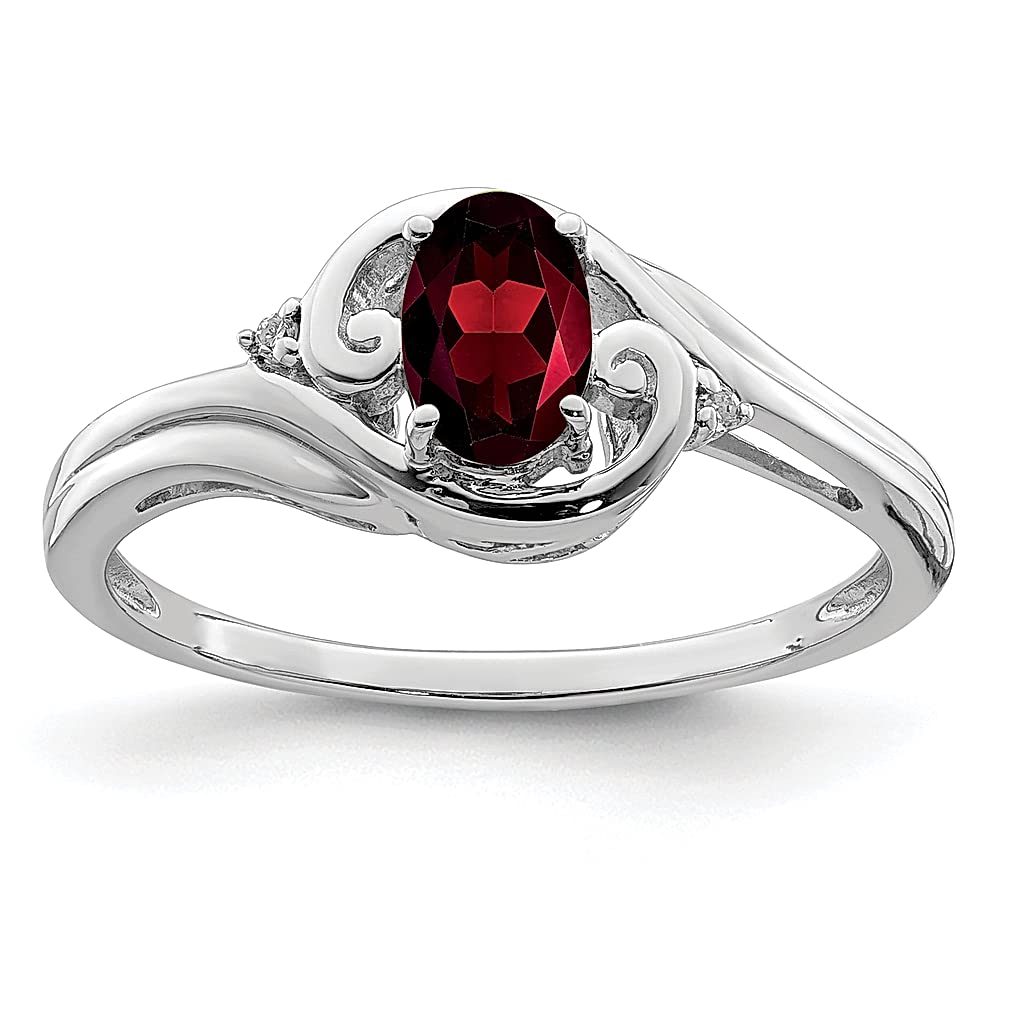 925 Sterling Silver Diamond & Red Garnet Band Ring for Women - Dainty Gemstone Jewelry Gift for Her - Perfect for Anniversaries, Engagements & Special Occasions