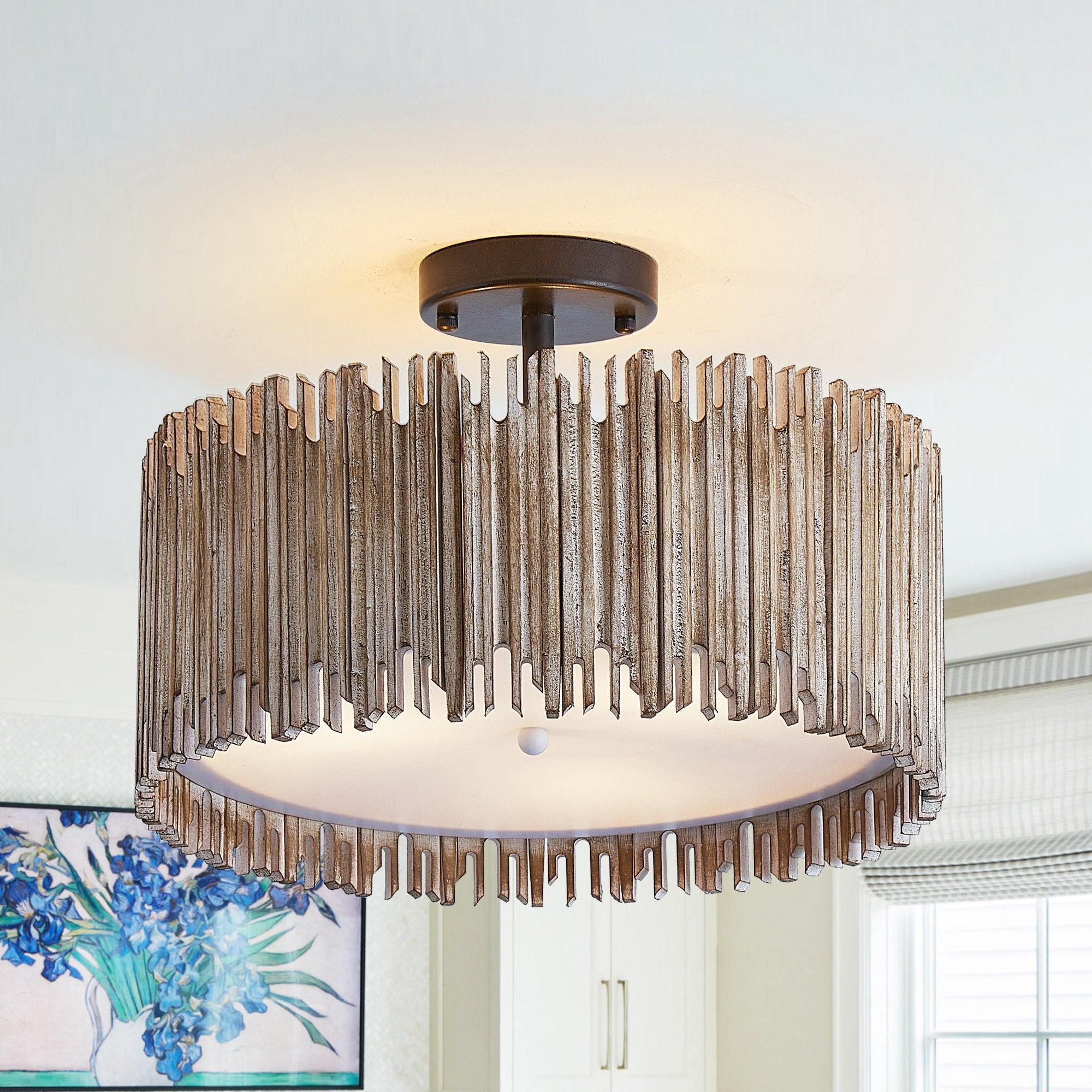 3-Light Farmhouse LED Ceiling Light Fixture - Modern Rustic Chandelier for Kitchen, Dining Room & Bedroom Lighting