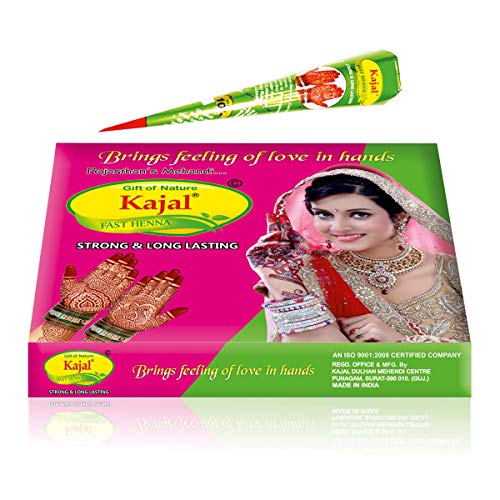 Kajal Fast Henna Color Cone - Maroon (Pack of 12) | Natural Hair Dye for Women & Men | Perfect for Home Use, Salon, and Special Occasions