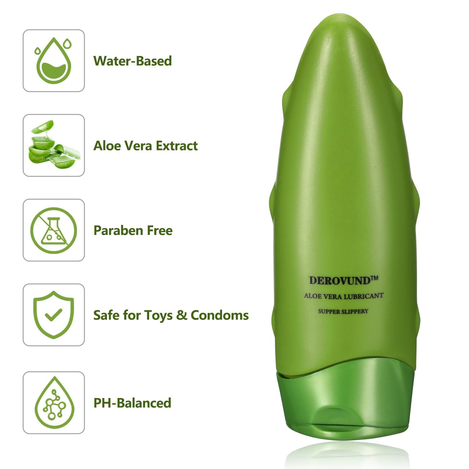 Organic Aloe Vera Water-Based Personal Lubricant - Long Lasting, Super Slippery Sex Lube for Vaginal, Oral & Anal Use - 4oz Paraben-Free Sexual Lubricant - Perfect for Couples, Sensitive Skin & Enhanced Intimacy