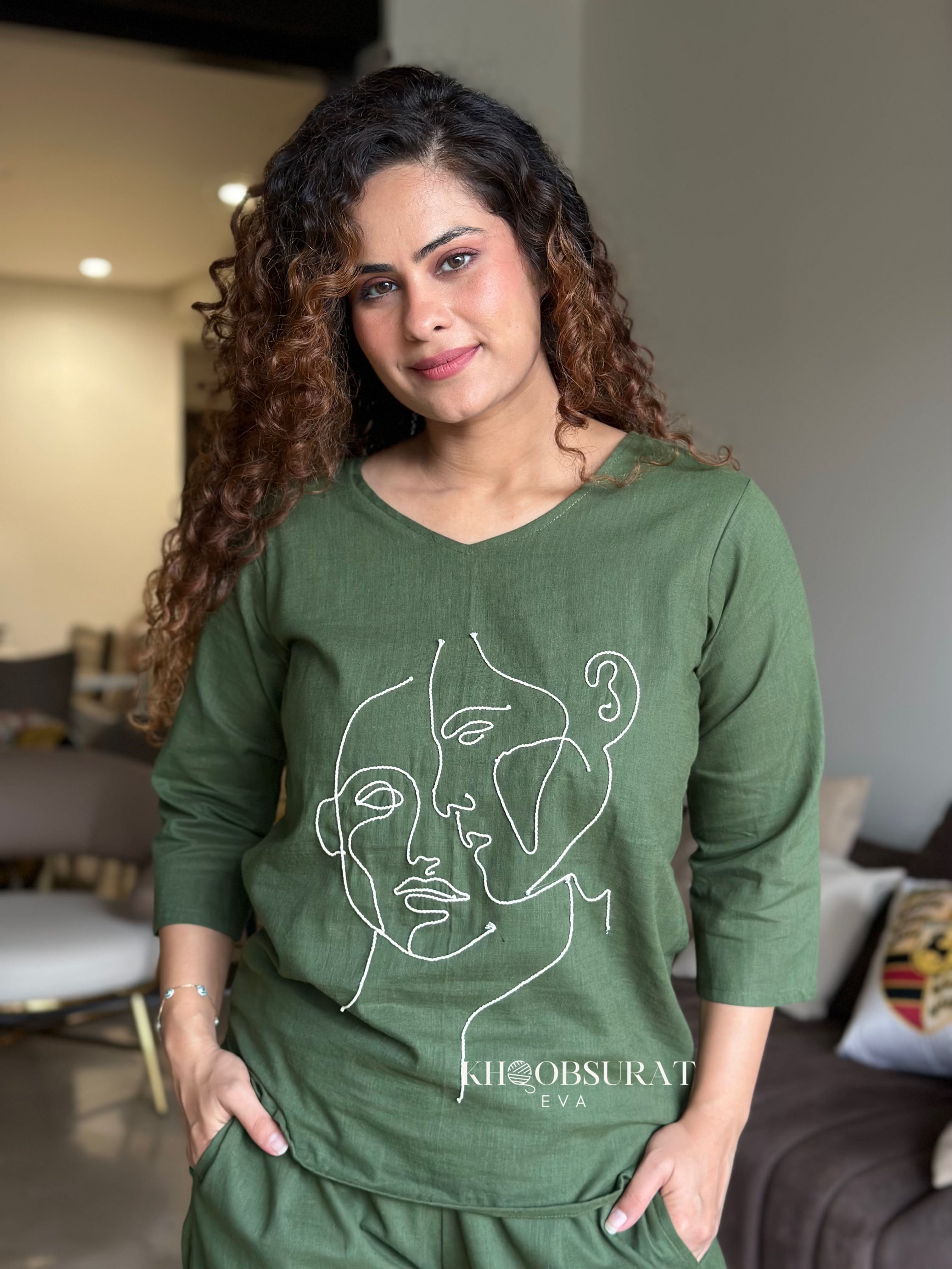 Stylish Green Casual Coord Set for Women - Soft & Comfortable Outfit for Everyday Wear | Perfect for Work, Travel & Relaxation
