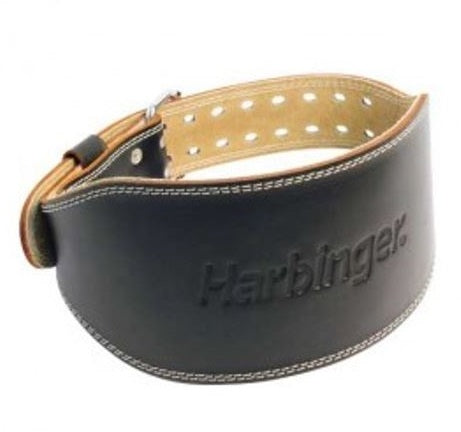 Harbinger 6 Leather Weightlifting Belt for Men & Women - Premium Gym Belt for Powerlifting, CrossFit & Strength Training - Heavy Duty Support for Back & Core During Workouts
