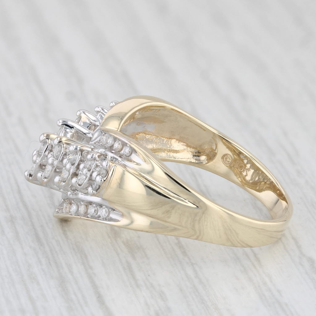 0.24ctw Diamond Contoured Tiered Ring - 10k Yellow Gold Size 10.5 - Elegant Cocktail Ring for Women - Perfect for Evening Parties, Weddings & Special Occasions