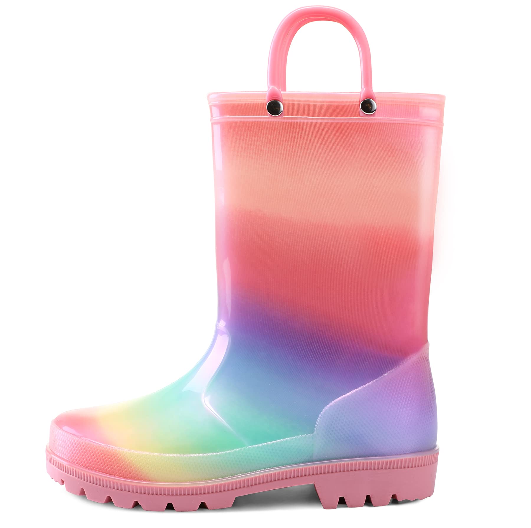 SHOFORT Waterproof Rain Boots for Kids - Boys & Girls with Easy-On Handles (Toddler, Little Kid, Big Kid) | Perfect for Puddle Jumping, Outdoor Play & Rainy Day Adventures