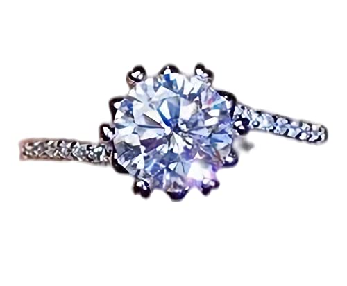 1 Carat Classic Moissanite Engagement Ring for Women - White Gold Plated Sterling Silver Wedding Band, Cocktail Ring - Perfect for Proposals, Anniversaries & Special Occasions