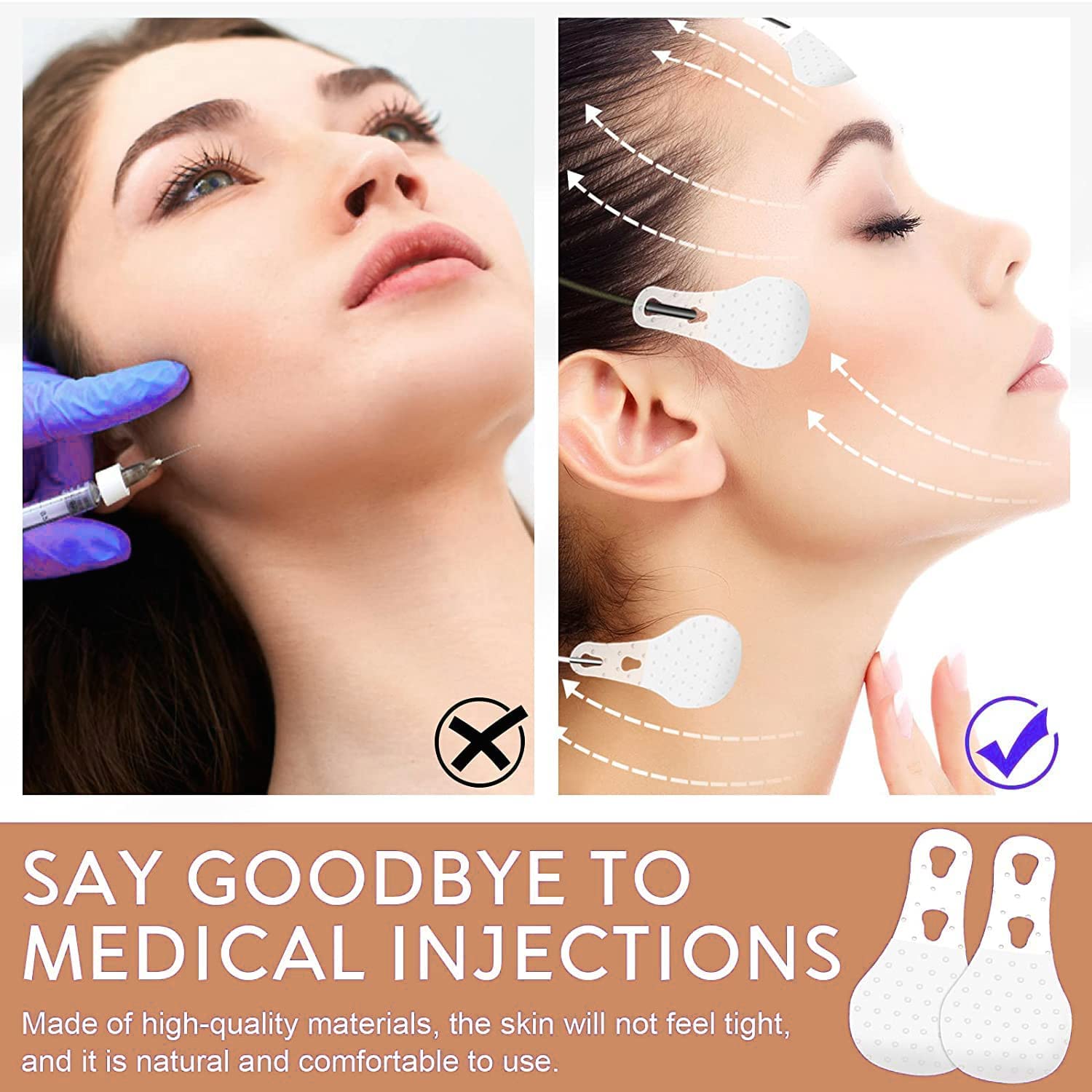 GLNRM Invisible Face Lift Tape - Instant Facelift Sticker for Double Chin, Wrinkles & Saggy Skin - 40pcs with Elastic Bands - Perfect for Lifting, Tightening & Enhancing Facial Contour - Ideal for Daily Use, Special Events & Photo Shoots