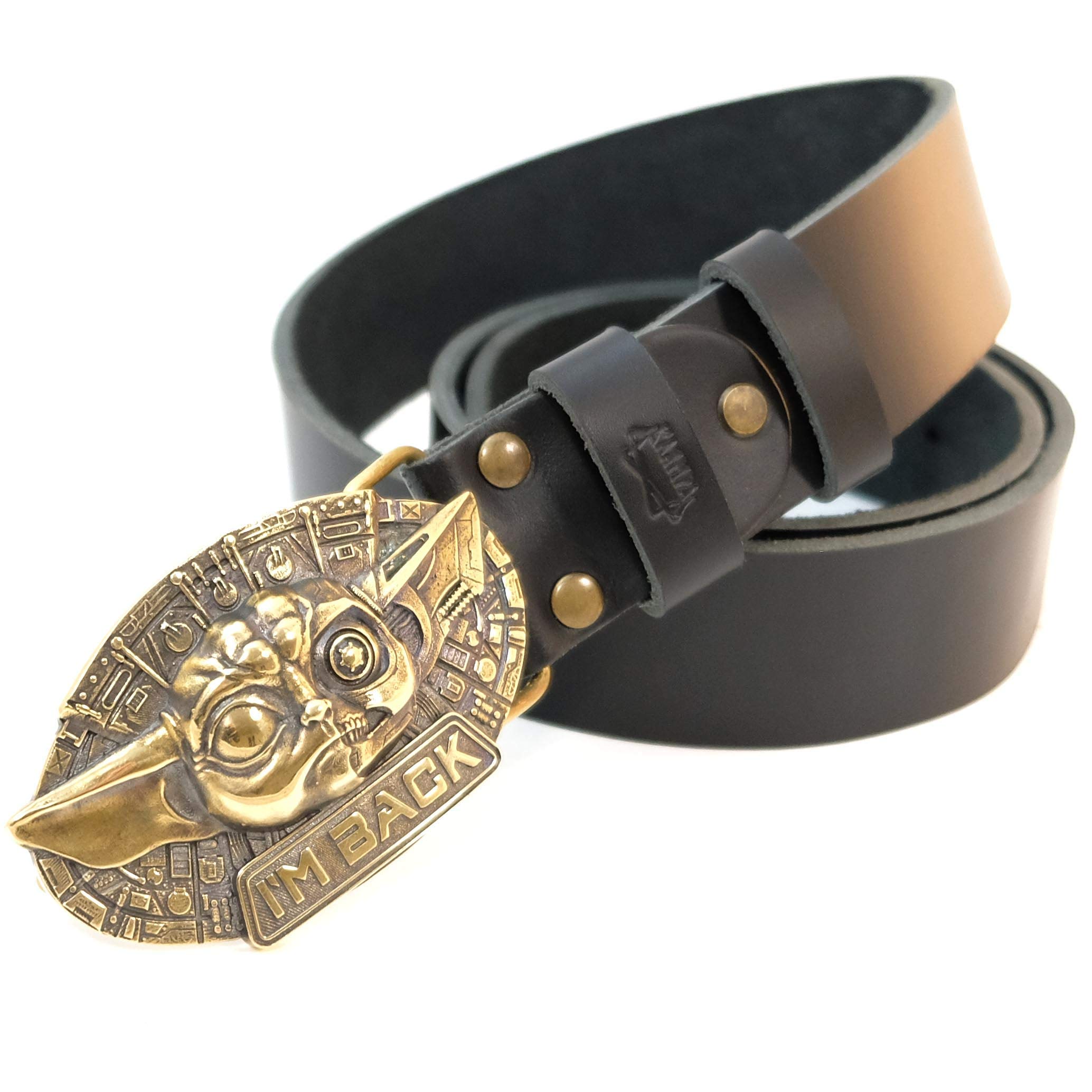 Steampunk Style Baby Yoda Belt Buckle - Solid Brass Star Wars Character Accessory for Cosplay, Costume & Fashion Outfits