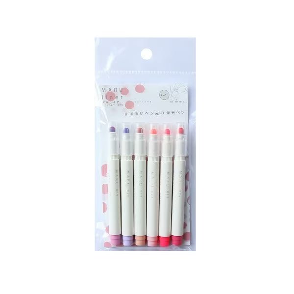 MARU Liner Highlighter Set - 6 Vibrant Colors for Study & Note-Taking | Premium Quality by Epoch Chemical | Perfect for Students, Office & Art Projects