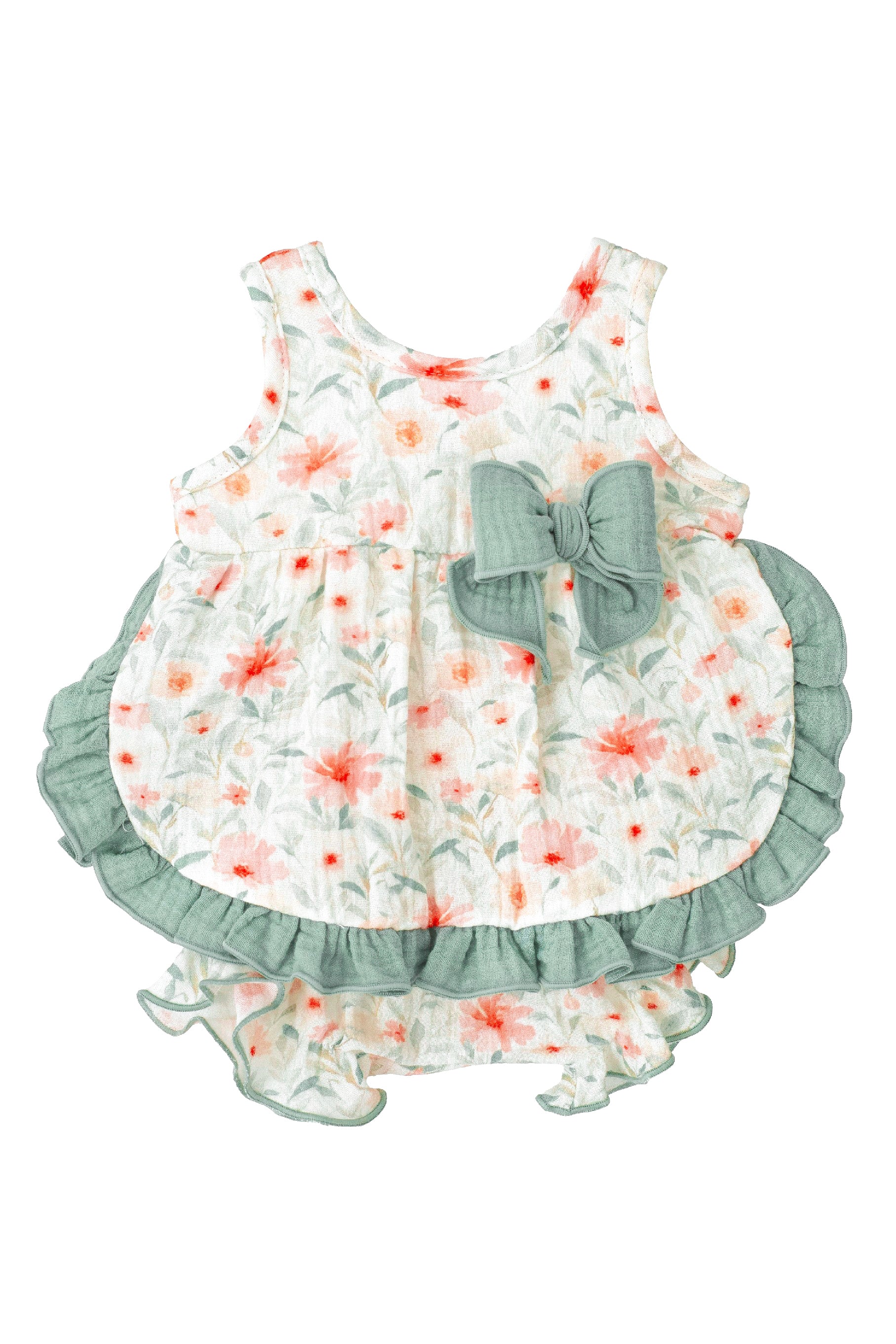 Zora Sage Green Watercolor Floral Dress & Bloomers - Elegant Maternity & Nursing Dress for Women, Perfect for Pregnancy, Breastfeeding, and Special Occasions