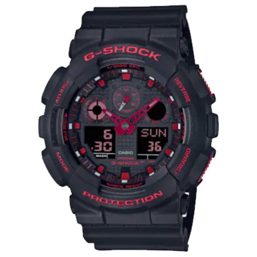 Casio G-Shock GA-100BNR-1A Digital Sport Watch for Men - Shock Resistant, Waterproof, Durable Military Design - Perfect for Outdoor, Running, Hiking & Adventure Activities