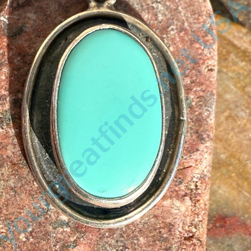 Vintage Sterling Silver & Turquoise Pendant Necklace - Handcrafted Southwest Jewelry for Women - Perfect for Boho, Western & Native American Style Outfits