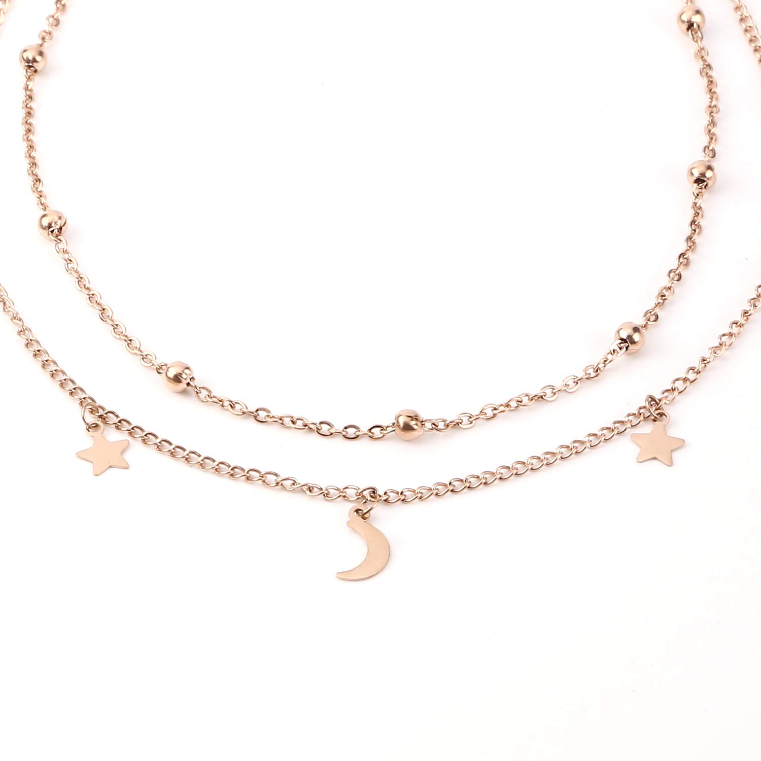 Star Moon Charm Necklace - Dainty Layering Chain Choker for Women | Perfect for Everyday Wear, Date Nights & Gift Giving