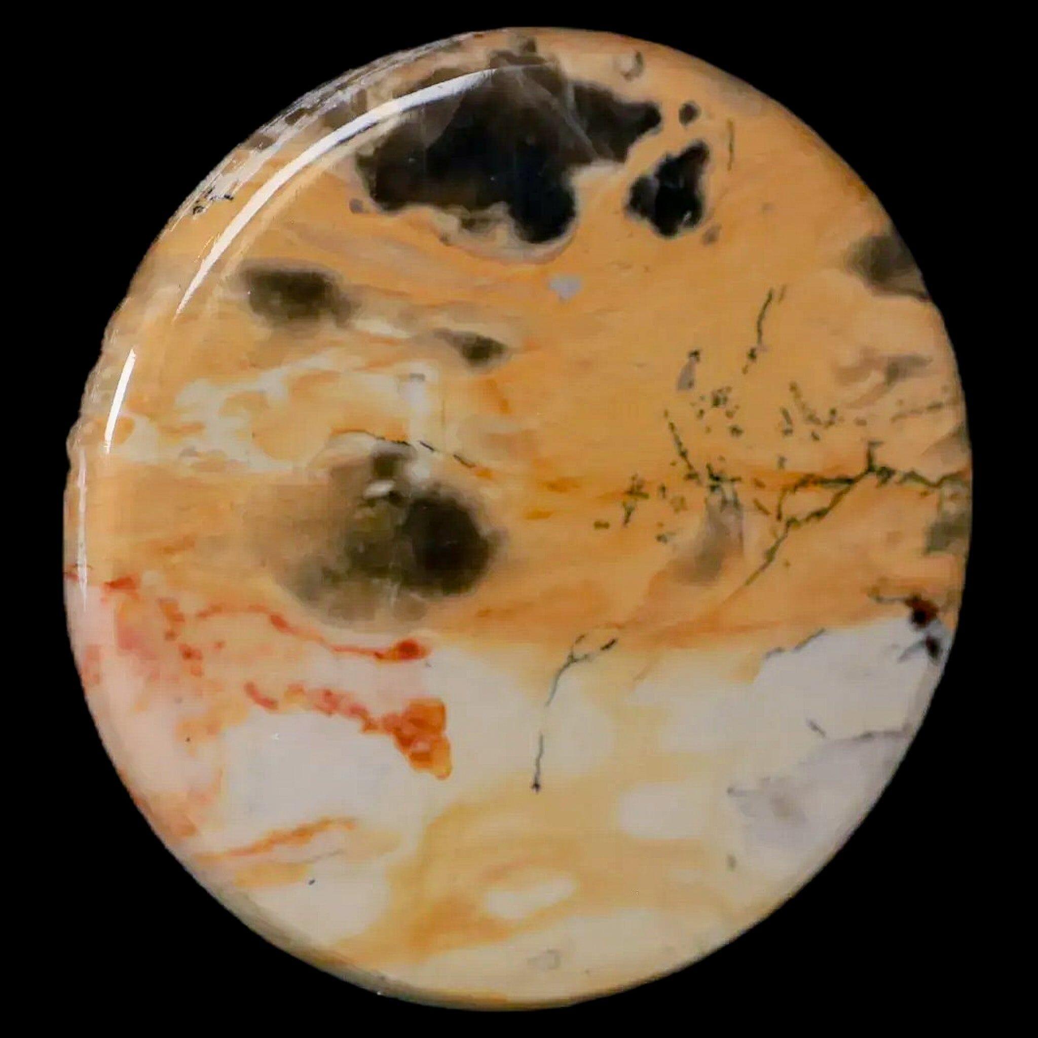 60MM Chinese Picture Jasper Mineral Specimen - Round Polished Slab from Liaoning, China - Perfect for Crystal Healing, Jewelry Making & Mineral Collections