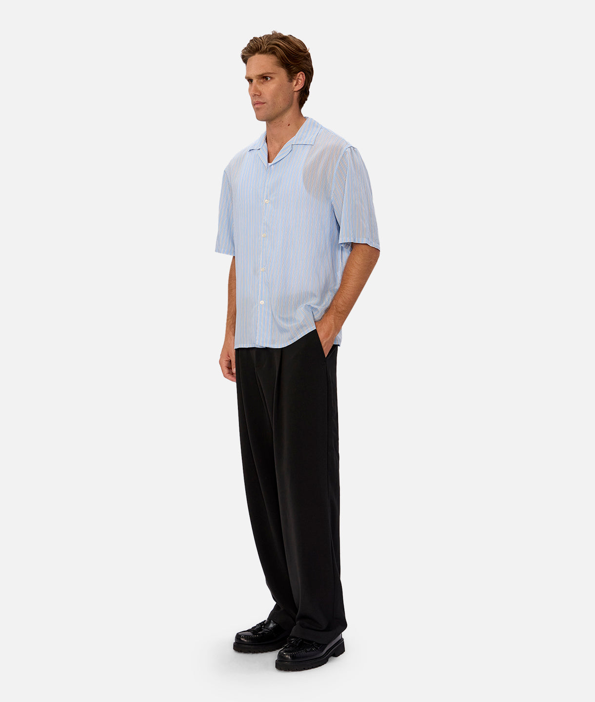 Premium Redding Short Sleeve Shirt for Men - Classic Blue Casual Shirt | Perfect for Office, Travel & Summer Outfits