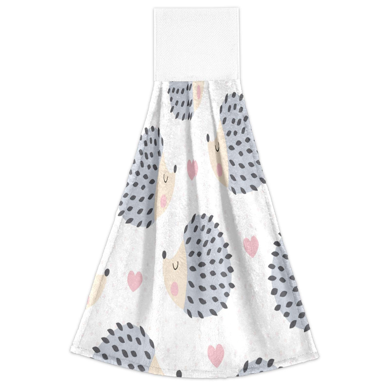 Qilmy Hedgehog Polka Dot Kitchen Towels - 2PCS Ultra Soft Absorbent Hanging Dish Towels (12x17 Inches) for Kitchen, Bathroom & Hand Drying - Cute Animal Print Home Decor