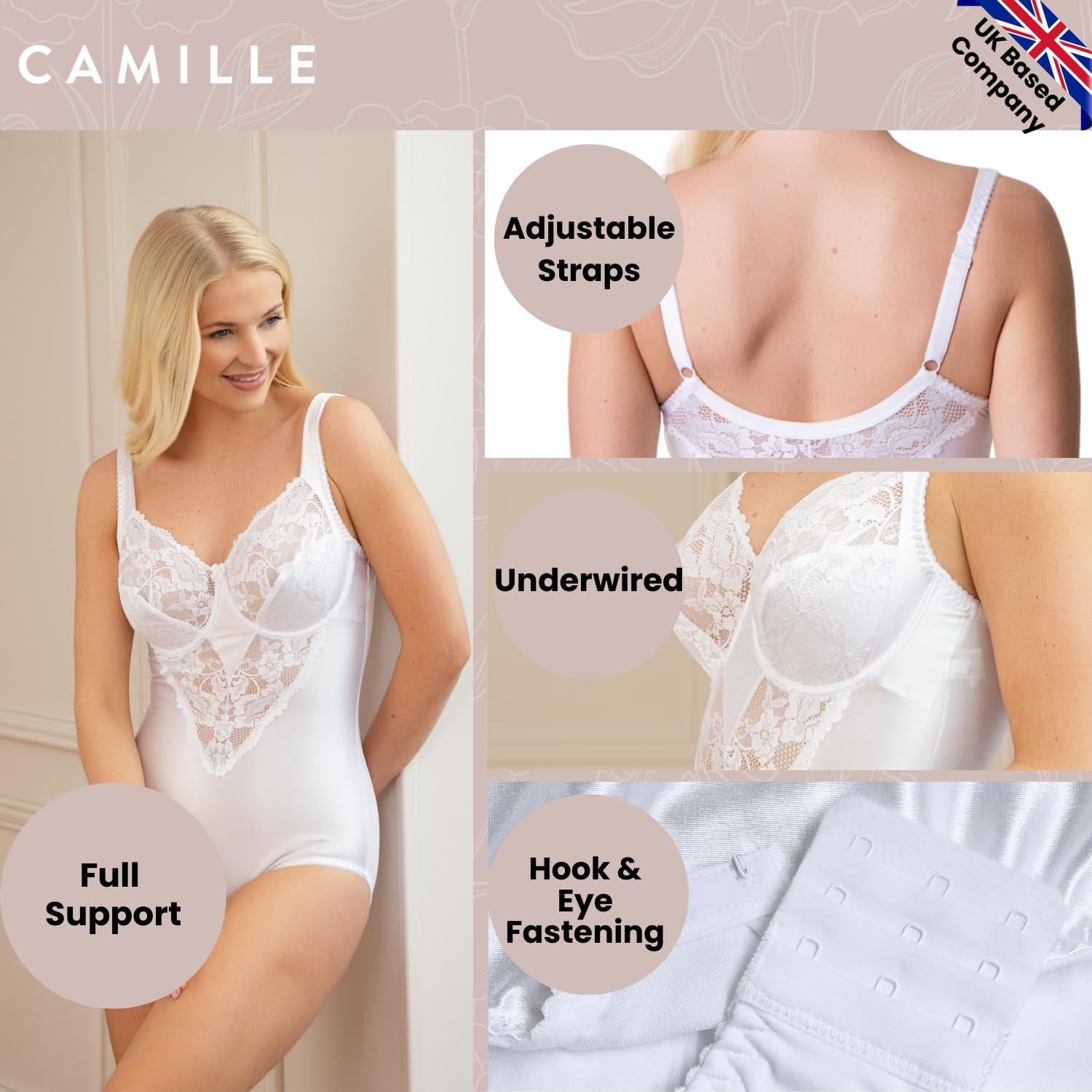 Camille Shaping Lace Body with Underwire - Black | Perfect for Evening Wear & Special Occasions