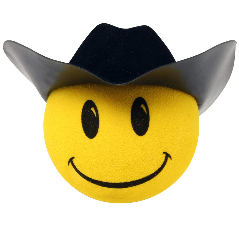 Happy Cowboy with Hat Car Antenna Topper - Fun Mirror Dangler & Dashboard Decoration for Vehicles (Fits Fat/Stubby Antennas) - Perfect for Western Lovers, Road Trips & Country-Themed Car Accessories