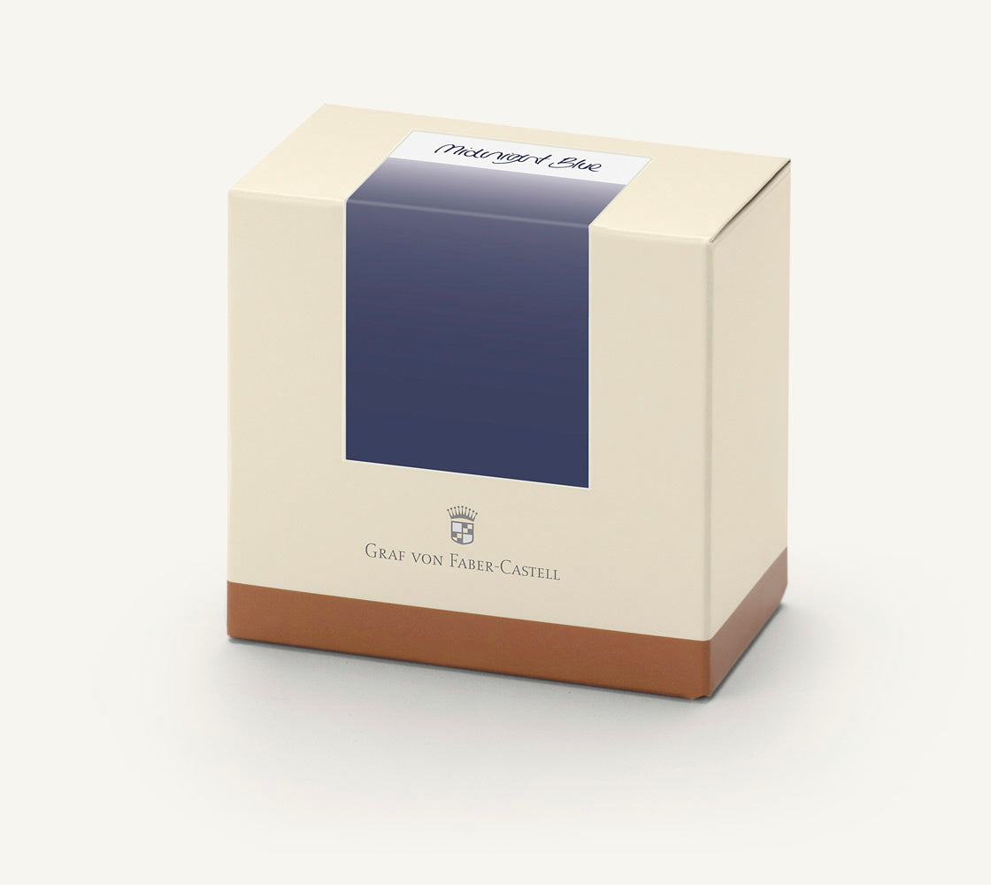 Premium Graf von Faber Castell Midnight Blue Bottled Ink - 75 mL for Fountain Pens, Calligraphy & Artistic Writing - Ideal for Elegant Notes, Letters & Creative Projects