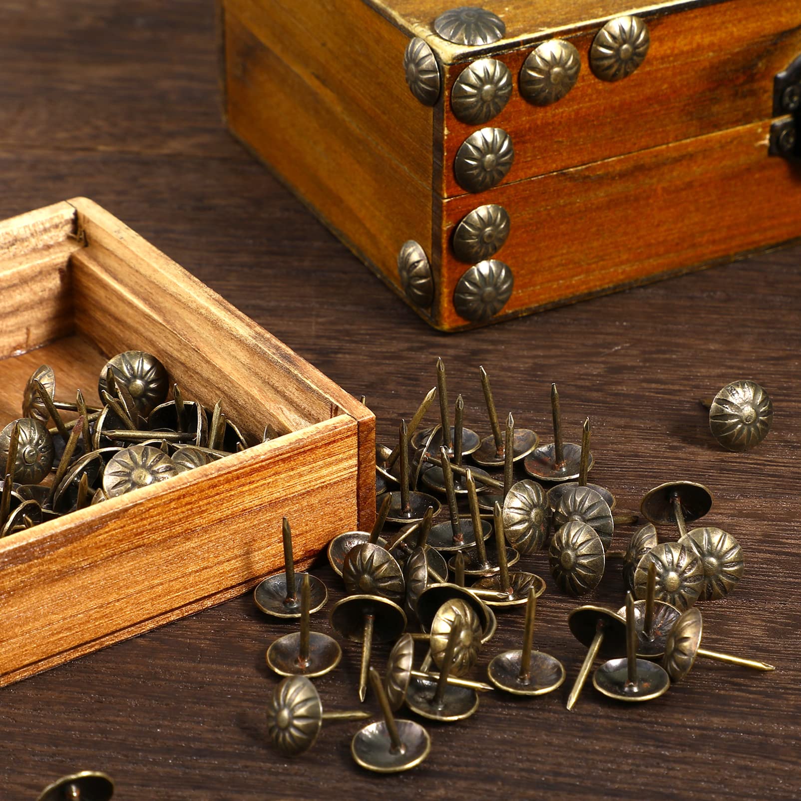 MAGICLULU 100 Pcs Decorative Upholstery Nails - Furniture Tacks & Nailhead Trim for Sofa, Chair, Headboard - Perfect for DIY Home Decor & Furniture Restoration Projects