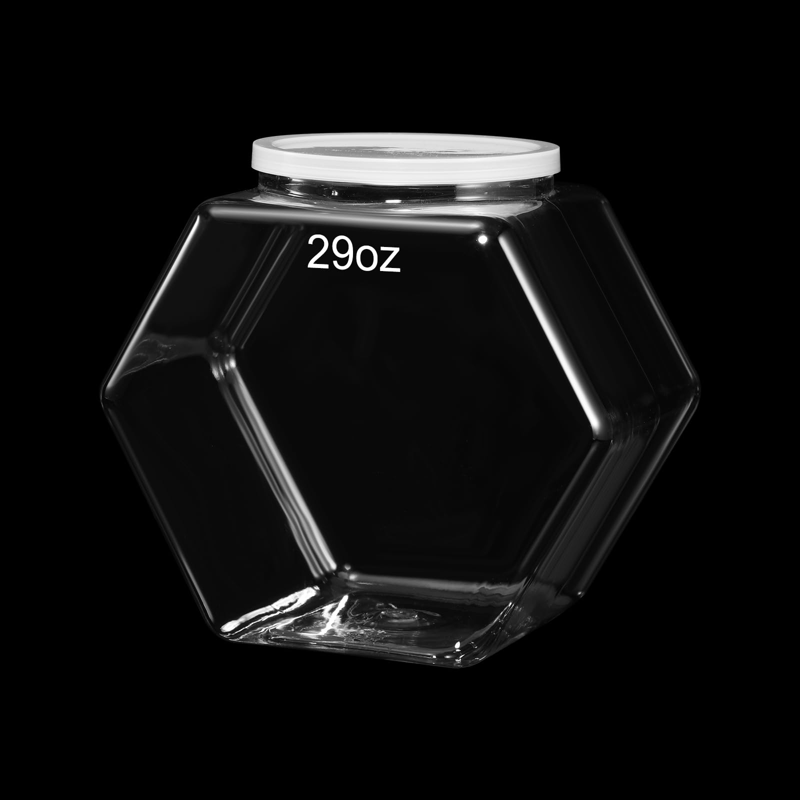 Uiifan 1-Piece Clear Hexagonal Plastic Candy Jar with Airtight Lid - 29oz Cookie & Snack Storage Container for Kitchen Pantry, Dog Food, Coffee Pods, Laundry Detergent Pods, Craft Supplies - Perfect for Home, Office & Party Organization