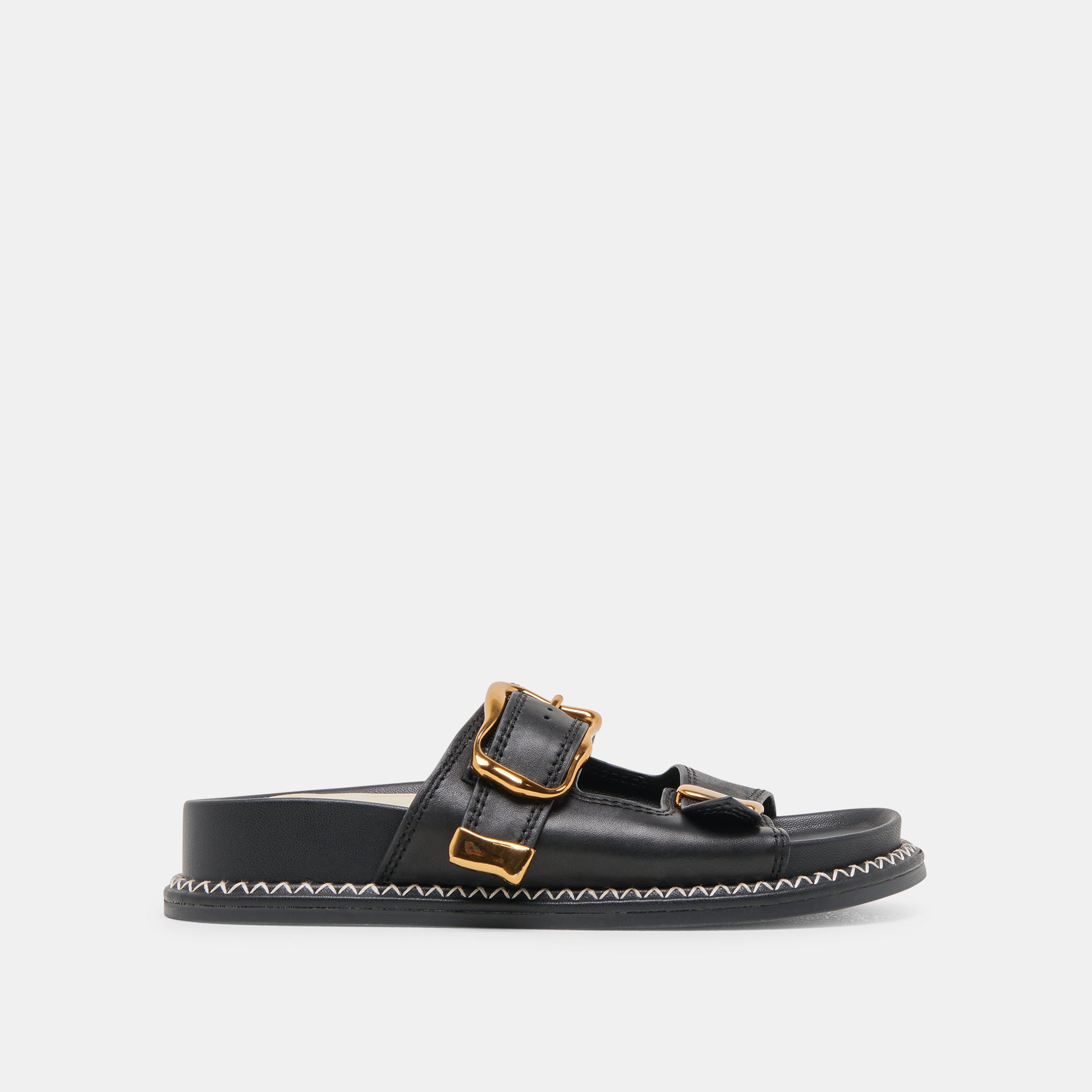 SEVANA Women's Black Leather Sandals - Comfortable & Stylish for Summer, Beach, and Casual Wear