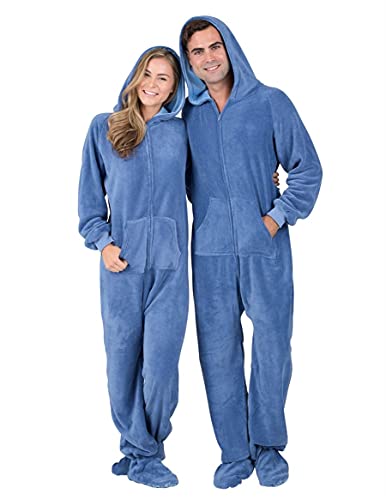 Cozy Adult Footed Pajamas - Soft Chenille Hooded Onesie for Men & Women | Warm Unisex One-Piece Pajama Jumpsuit | Perfect for Winter Nights, Lounge Wear & Gift Giving