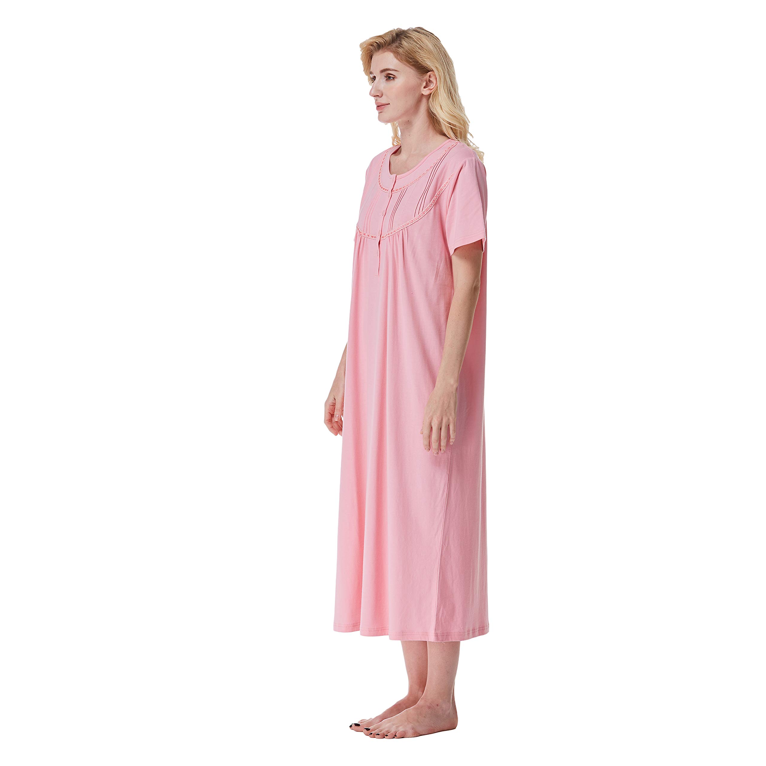 Keyocean Women's 100% Cotton Short Sleeve Nightgown - Soft & Lightweight Sleepwear for Ladies - Perfect for Summer Nights, Lounging & Relaxation at Home
