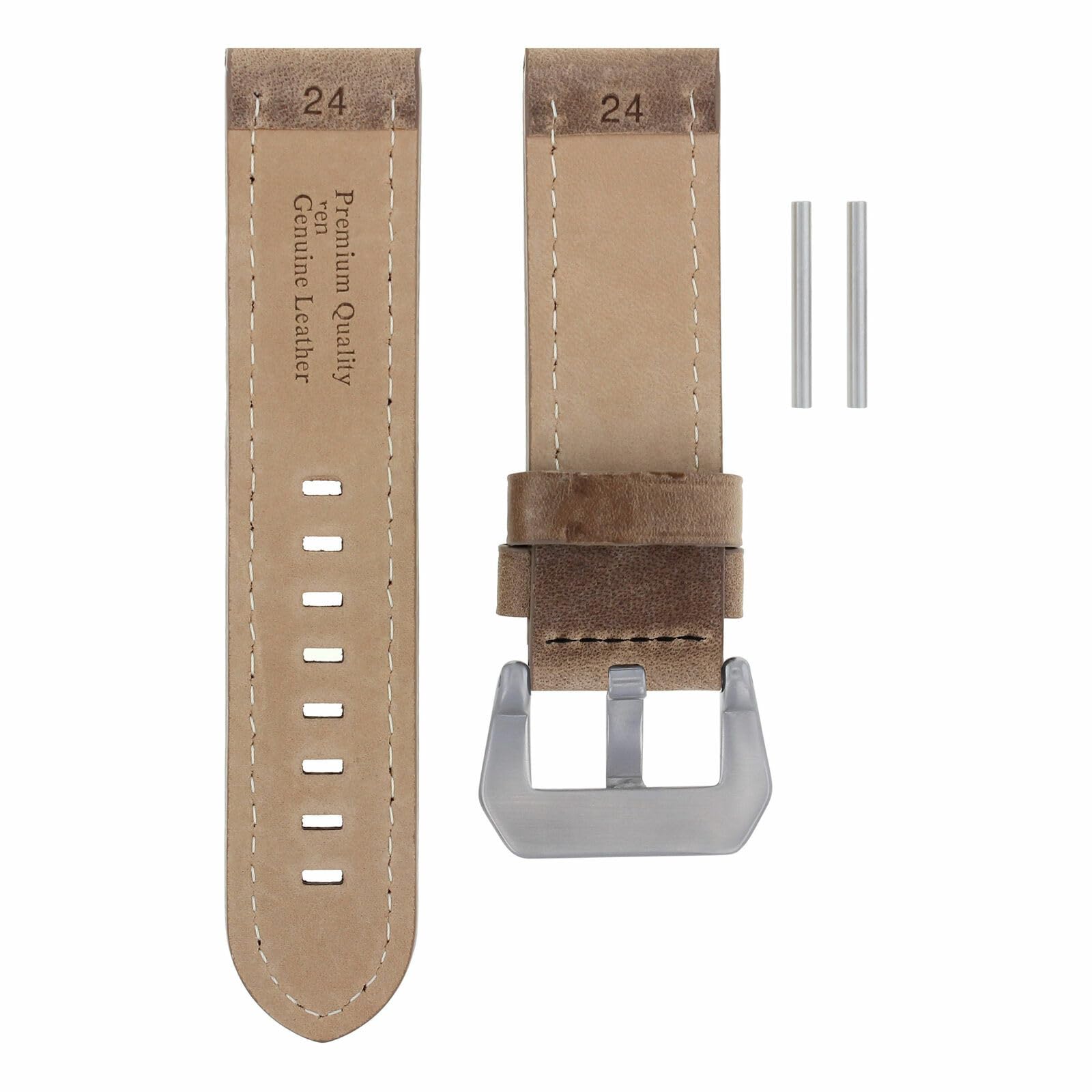 24mm Genuine Leather Watch Band Strap for Breitling Chronomat & Super Ocean - Black Stitching Replacement Strap | Perfect for Business, Casual & Outdoor Activities
