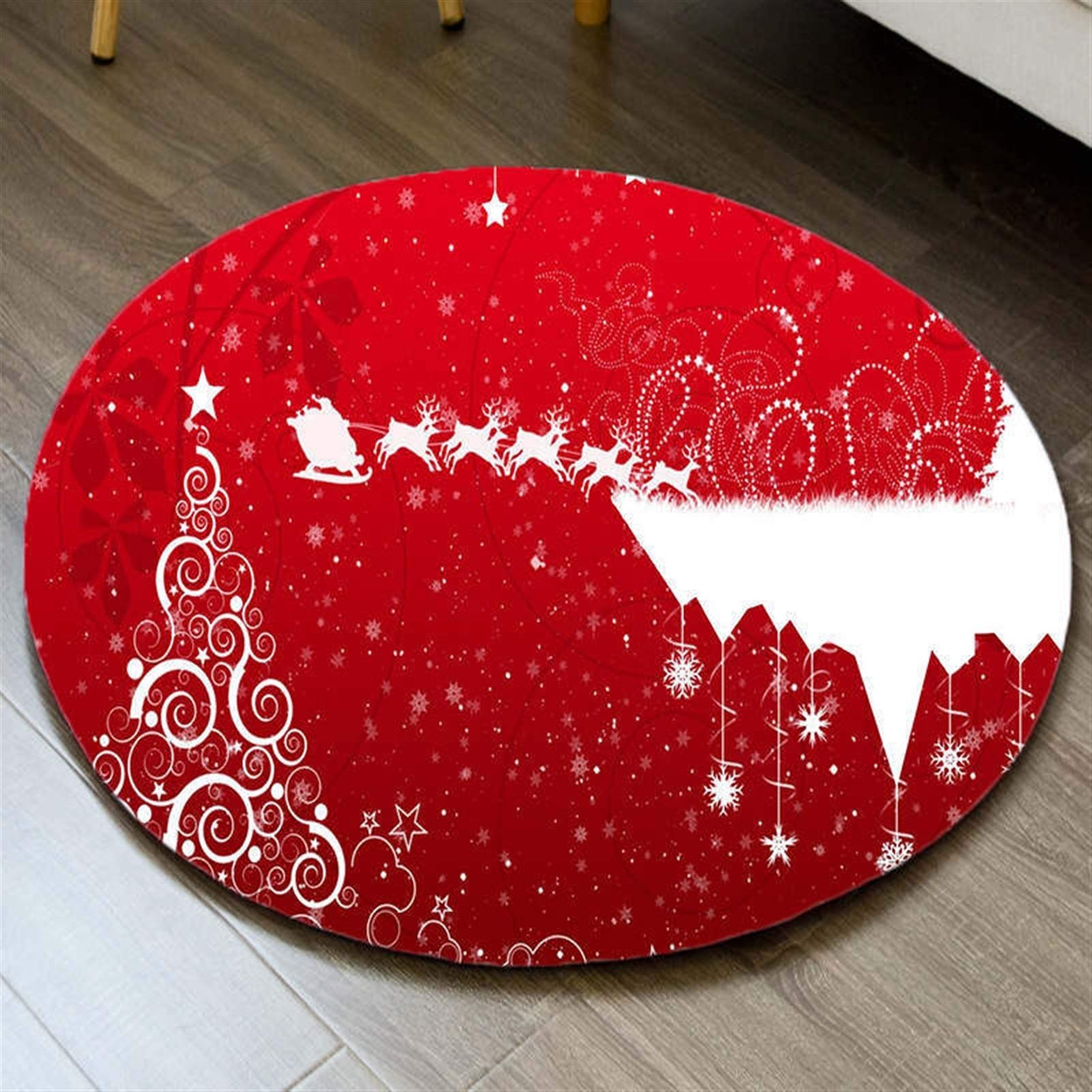 Santa Christmas Carpet for Kids - 3D Flannel Play Mat, 40cm Round Rug for Living Room & Xmas Decor