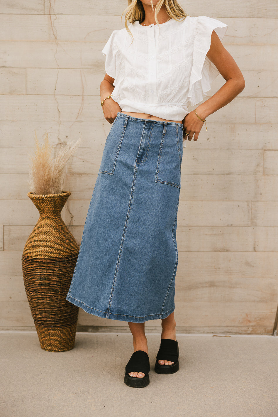 Marina Denim Skirt for Women - High Waisted A-Line Denim Skirt | Vintage Blue Jeans Skirt | Perfect for Casual Outfits, Date Nights & Summer Fashion