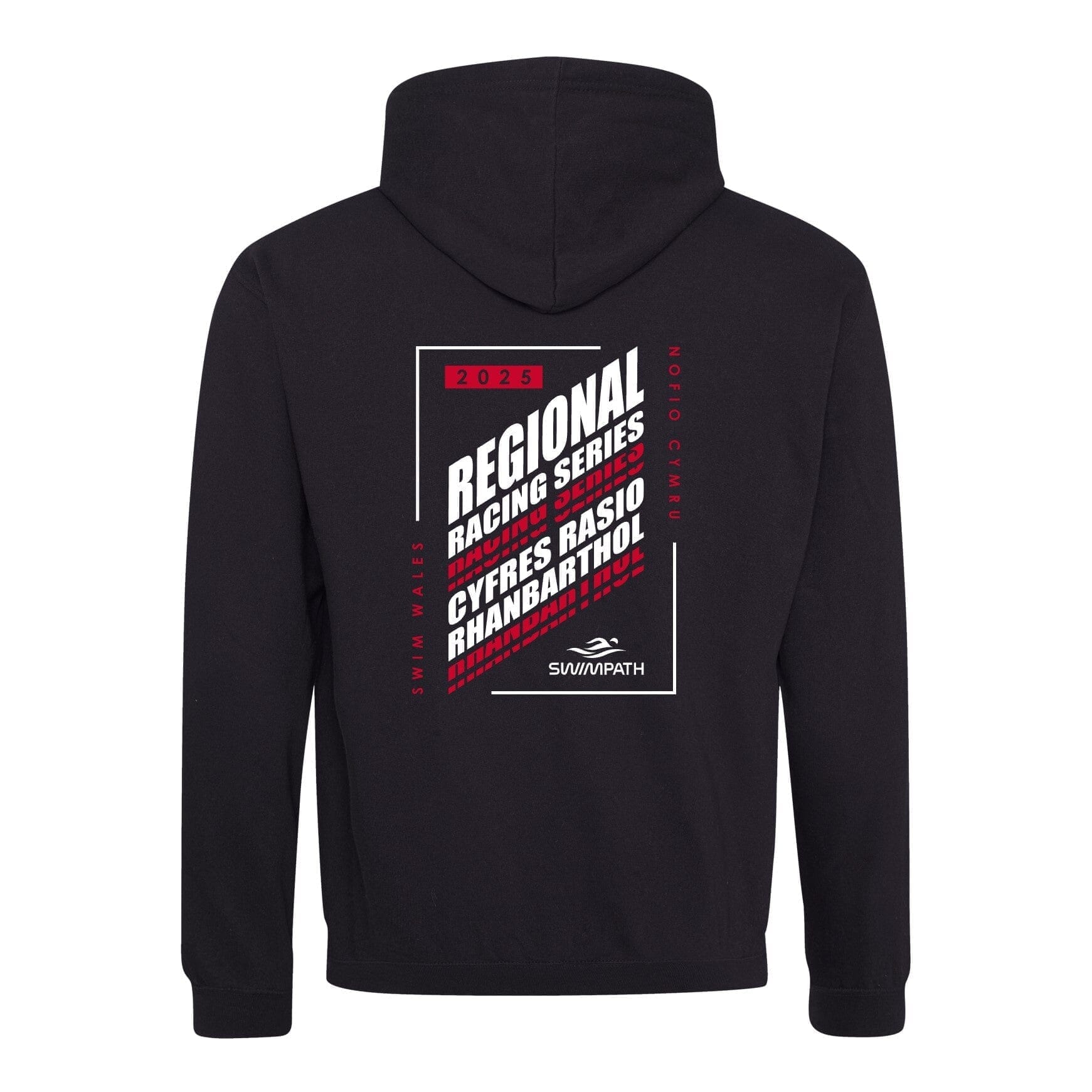 Swim Wales West Regional Racing Series 2025 Hoodie - Jet Black & Fire Red - Perfect for Swimming Competitions & Team Spirit